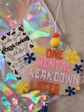 Car Freshie with floral accents - Yellow, Pink, Blue, Orange